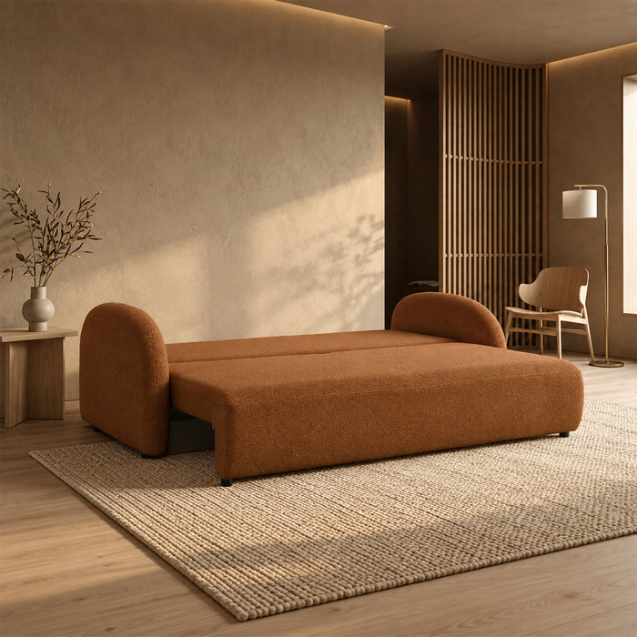 SYNA Canapé 3 places convertible en tissu bouclette orange – Canapés convertibles – vue 2
