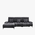 TIAM Canapé d'angle relax électrique en tissu matelassé noir - Angle gauche