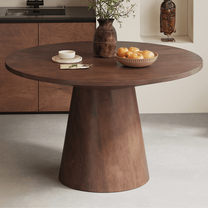 TOMMY - 130 Table à manger ronde en bois de manguier D130 cm
