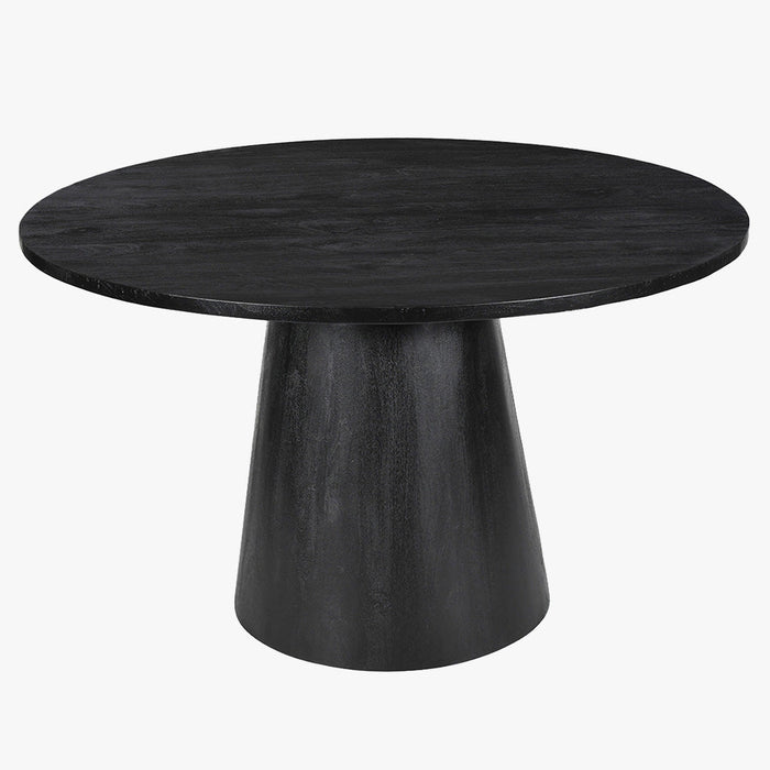 TOMMY - 130 Table à manger ronde en bois de manguier noir D130 cm