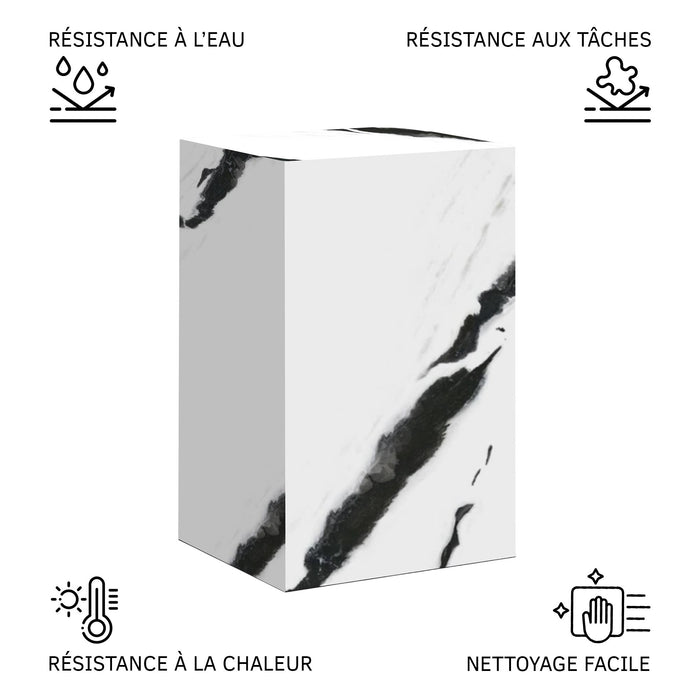 TRESA Table d'appoint marbre d'ingénierie blanc et noir