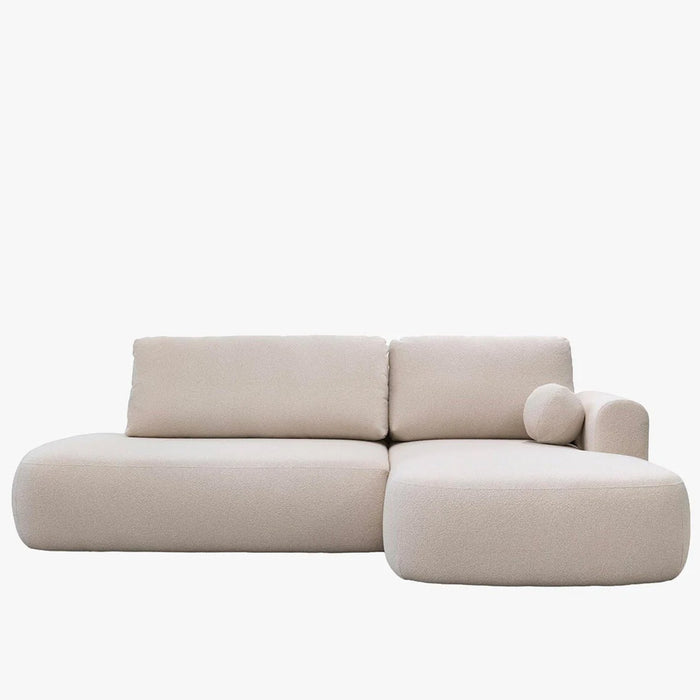 TYLAN Canapé d’angle convertible avec coffre effet peau de mouton écru - Angle droit – Canapé d'angle convertible – vue 2