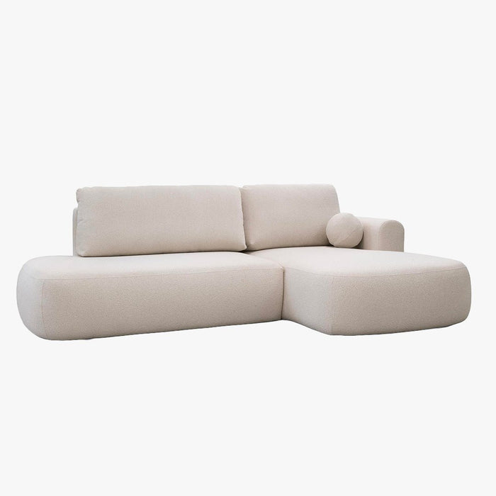 TYLAN Canapé d’angle convertible avec coffre effet peau de mouton écru - Angle droit