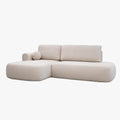 TYLAN Canapé d’angle convertible avec coffre effet peau de mouton écru - Angle gauche