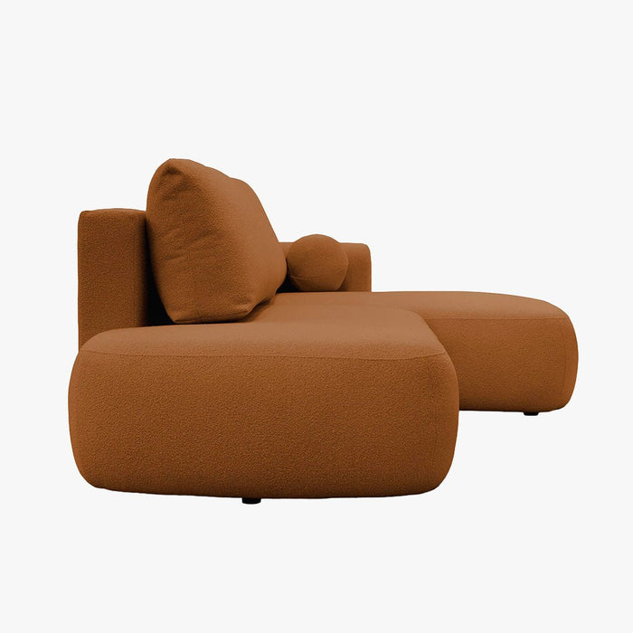 TYLAN Canapé d’angle convertible avec coffre effet peau de mouton orange - Angle droit