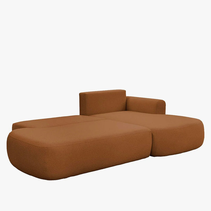 TYLAN Canapé d’angle convertible avec coffre effet peau de mouton orange - Angle droit