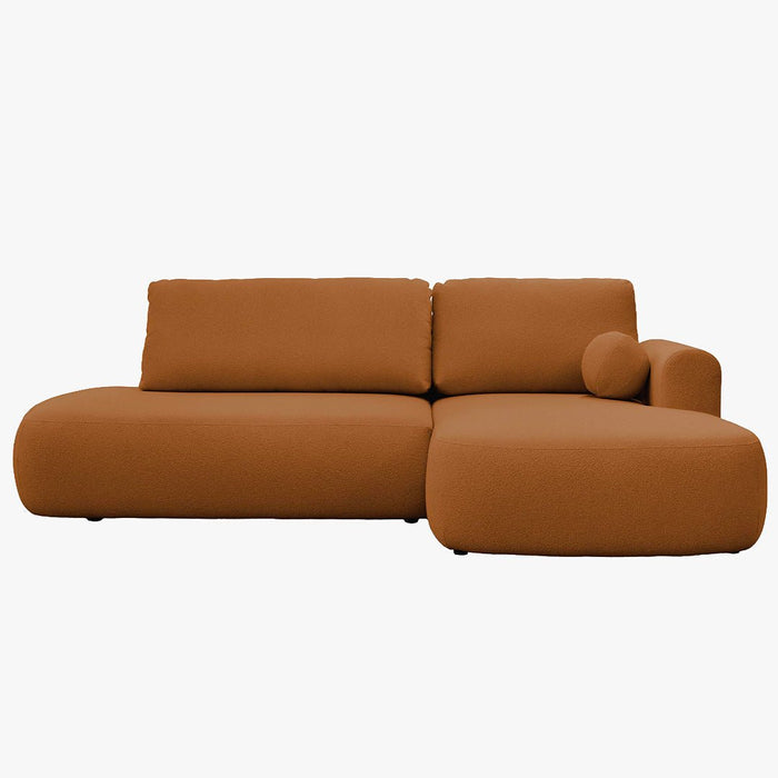 TYLAN Canapé d’angle convertible avec coffre effet peau de mouton orange - Angle droit