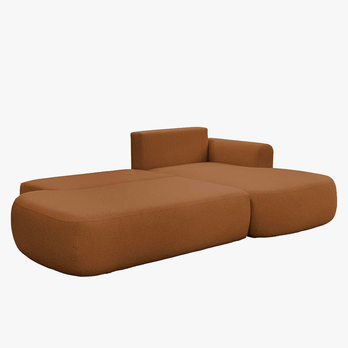 TYLAN Canapé d’angle convertible avec coffre effet peau de mouton orange - Angle droit