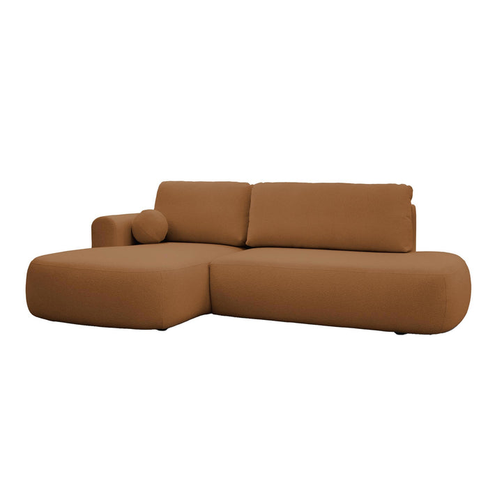 TYLAN Canapé d’angle convertible avec coffre effet peau de mouton orange - Angle gauche