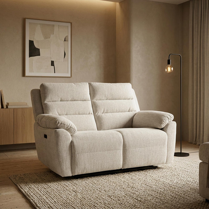 ULYA Canapé 2 places relax électrique en tissu beige – Canapé relax Mobilier Deco