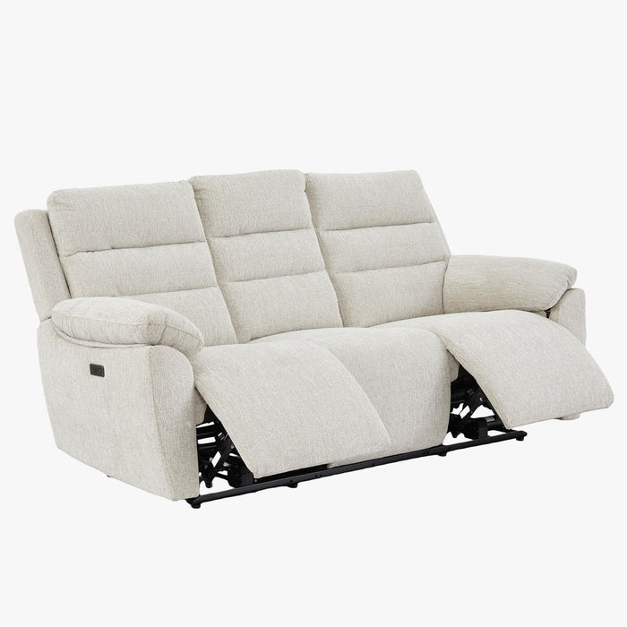ULYA Canapé 3 places relax électrique en tissu beige