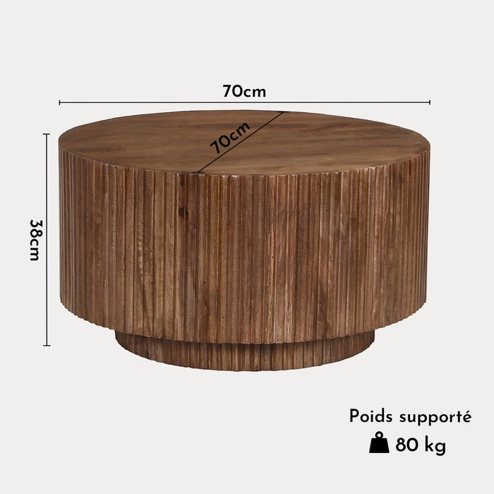 VICTOR Table basse bois de manguier brun clair 70 cm