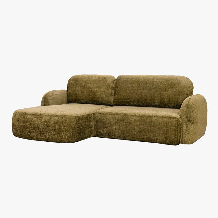 VIONA Canapé d'angle convertible avec coffre en tissu vert - Angle gauche