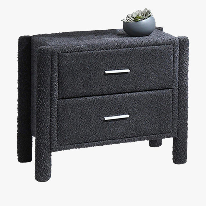 VOKIA Table de chevet 2 tiroirs effet peau de mouton gris foncé