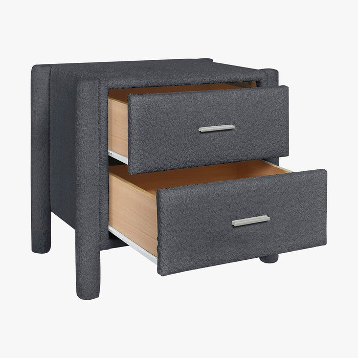 VOKIA Table de chevet 2 tiroirs effet peau de mouton gris foncé