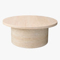 YARA Table basse ronde plateau en marbre d'ingénierie couleur bois