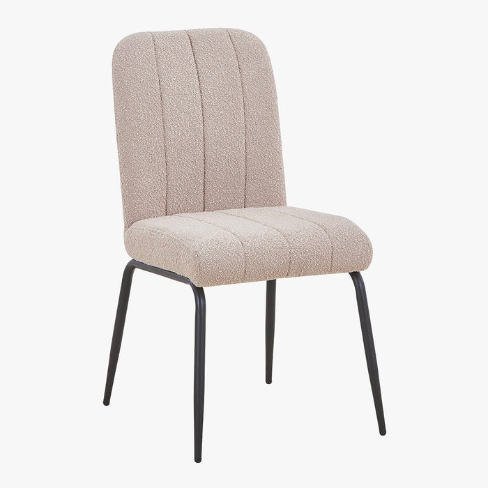ZERA Lot de 4 chaises en tissu bouclette beige pieds en métal noir