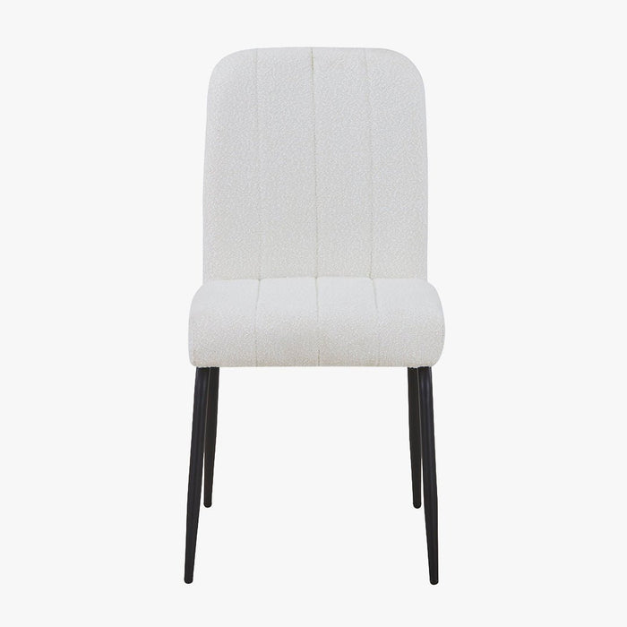 ZERA Lot de 4 chaises en tissu bouclette blanc écru pieds en métal noir