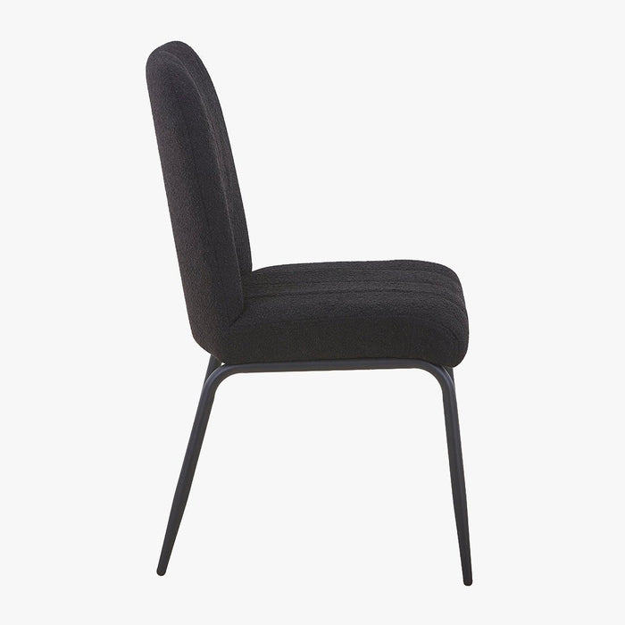 ZERA Lot de 4 chaises en tissu bouclette noir pieds en métal noir