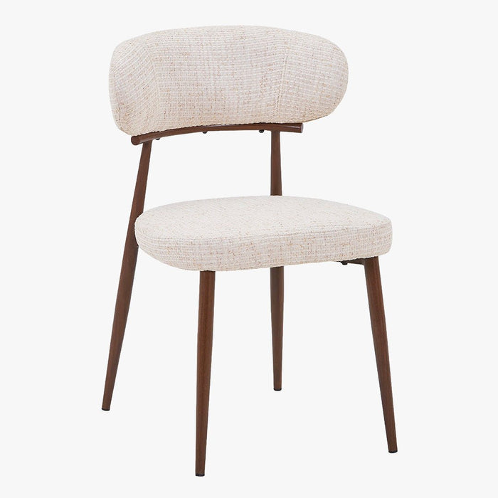 ZOELIA Lot de 2 chaises en tissu beige pieds couleur bois foncé