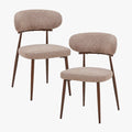 ZOELIA Lot de 2 chaises en tissu taupe pieds couleur bois foncé