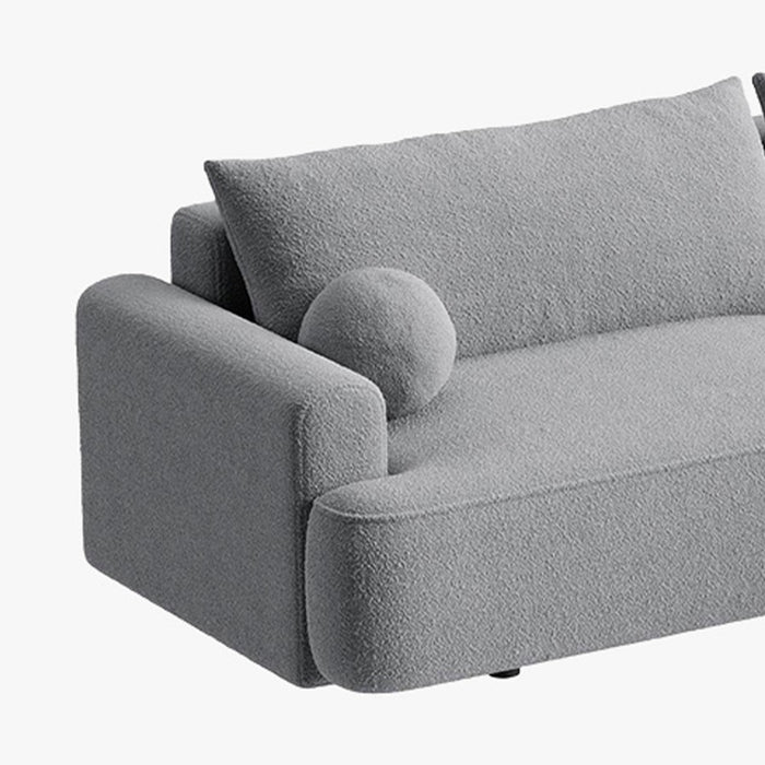 ANAIS Canapé d'angle convertible en tissu bouclette gris - Angle droit