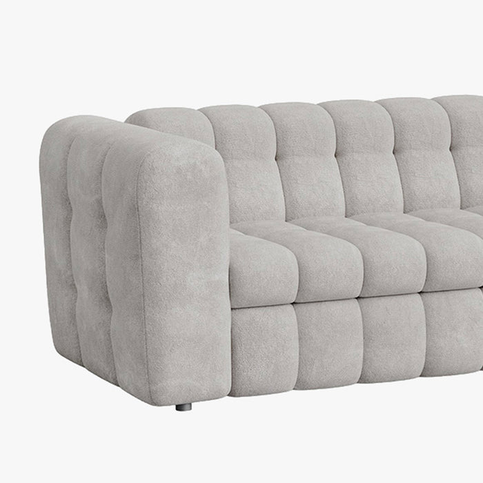 DARIA Canapé 3 places convertible en tissu matelassé gris matelas 14 cm