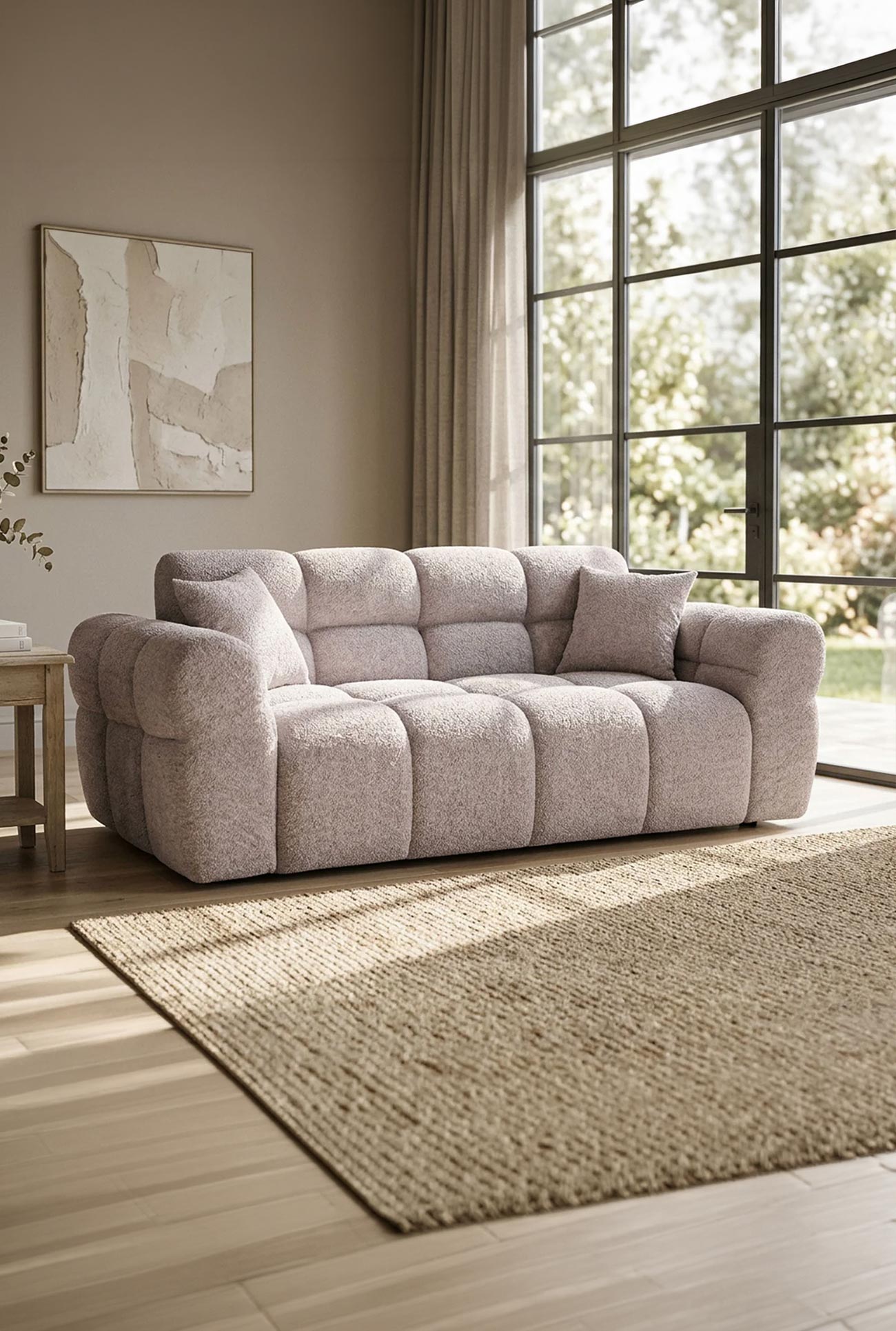 CARMELA – Canapés 3 places en tissu bouclette - Mobilier Deco