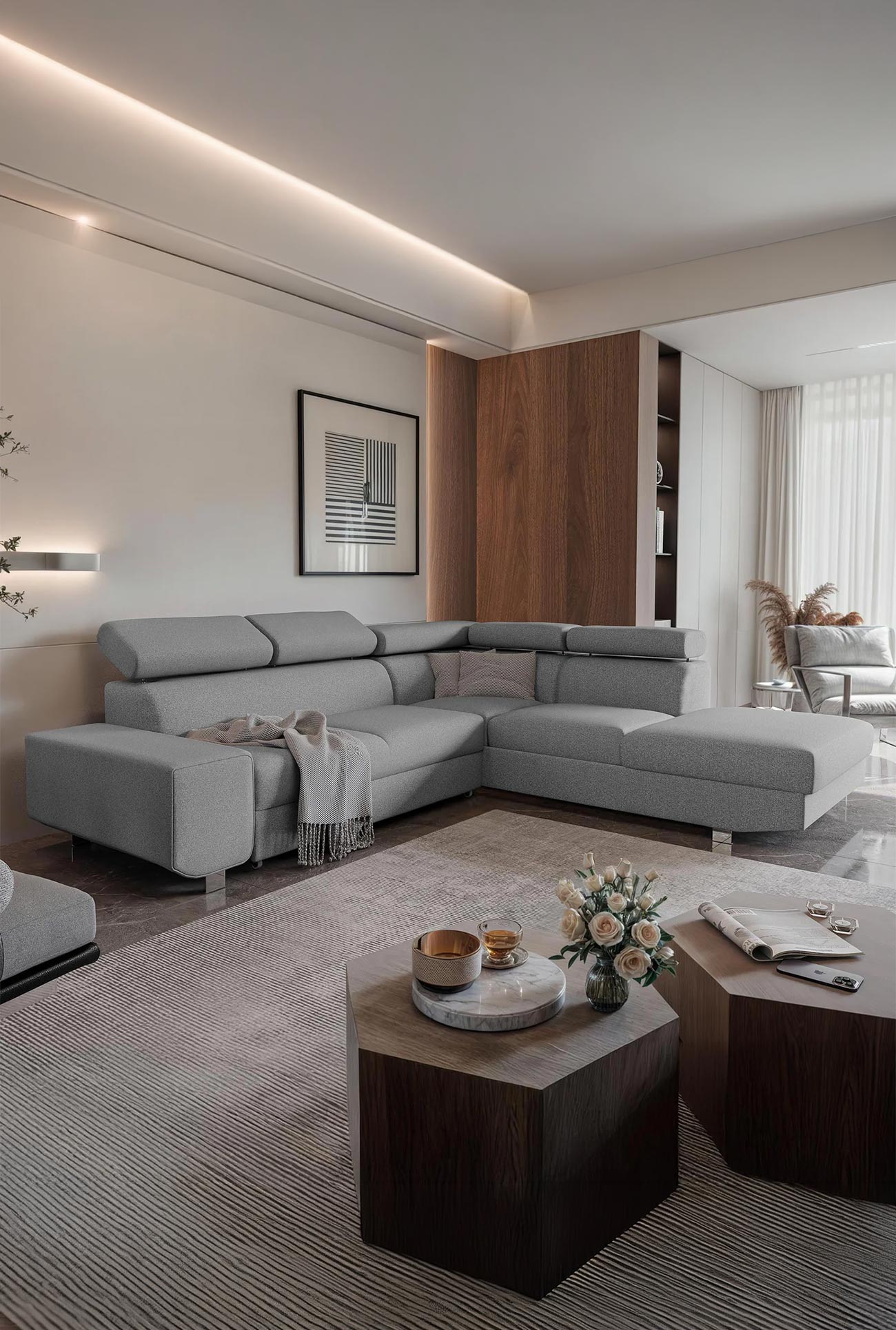 EIDEN -  Canapés d'angle convertibles avec coffre en tissu - Mobilier Deco