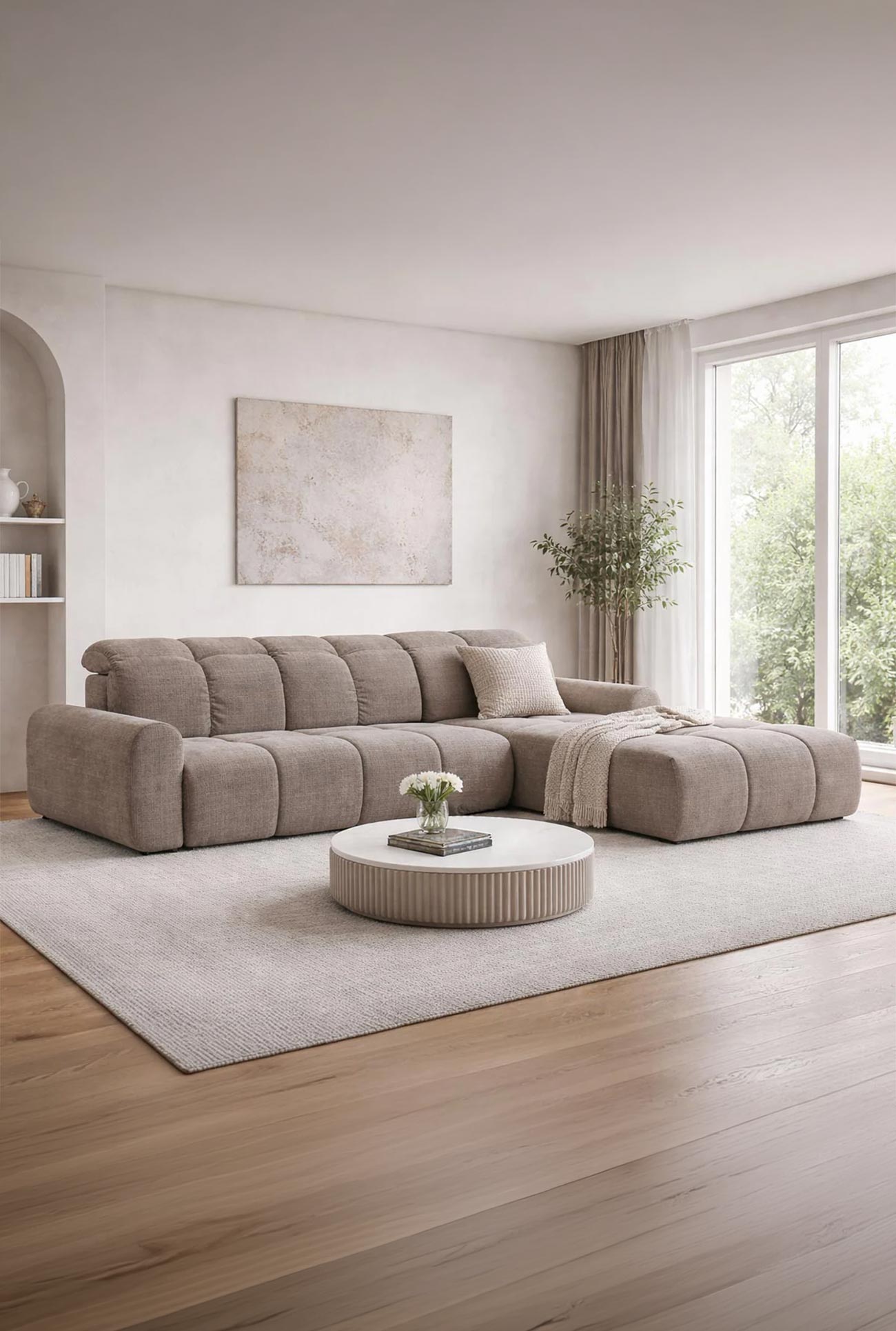 ELIOS - Canapés d'angle convertibles avec coffre en tissu - Mobilier Deco
