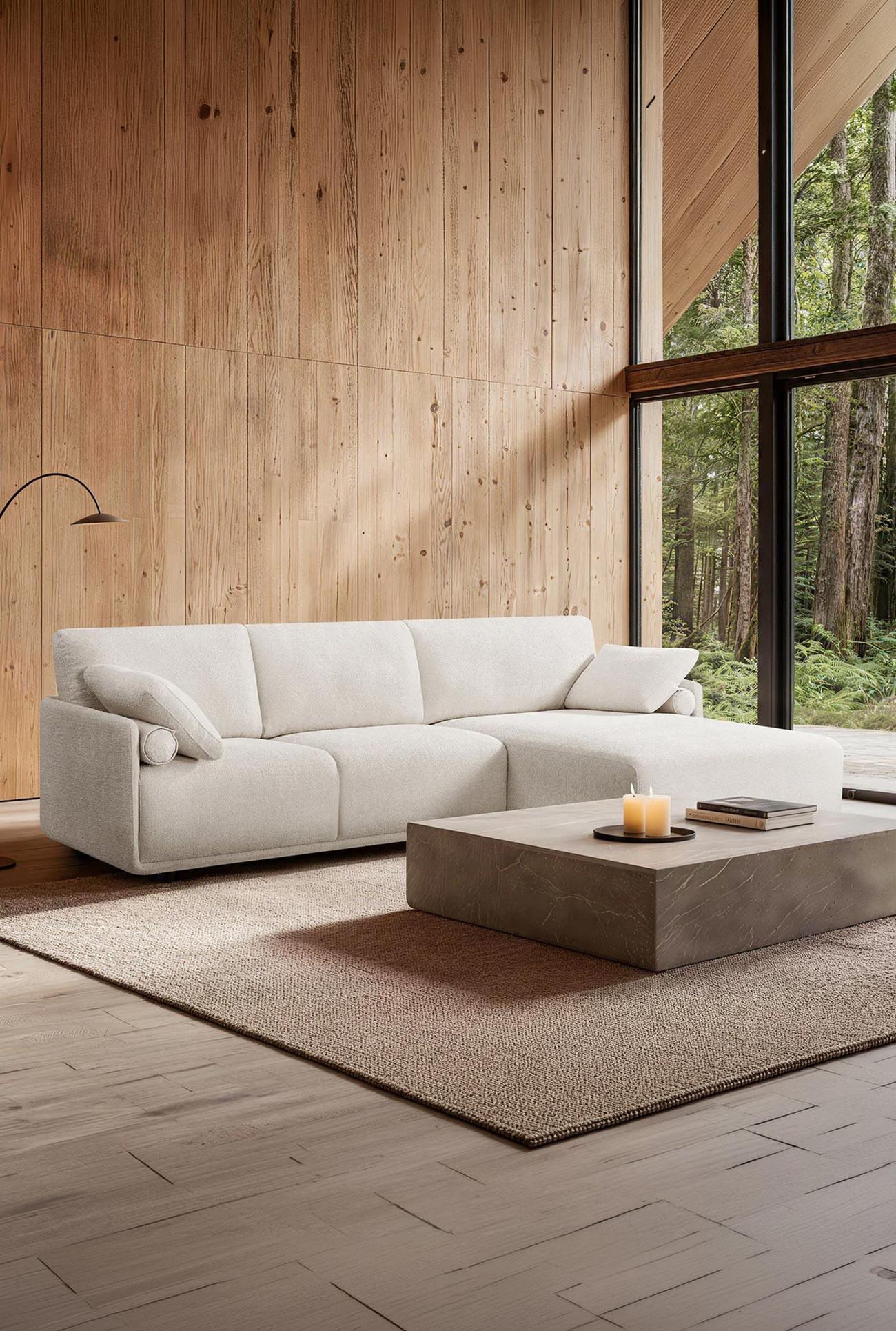 ELORA - Canapés d'angle en tissu écru - Mobilier Deco
