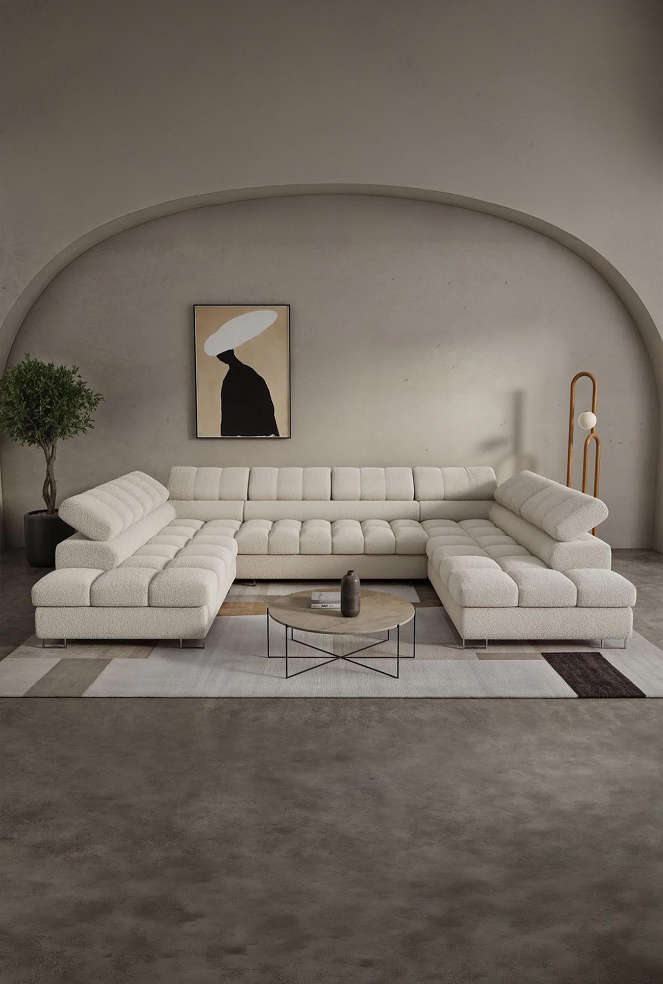 EMMA - Canapés d'angle & panoramique convertibles avec coffre et têtières relevables en tissu - Mobilier Deco
