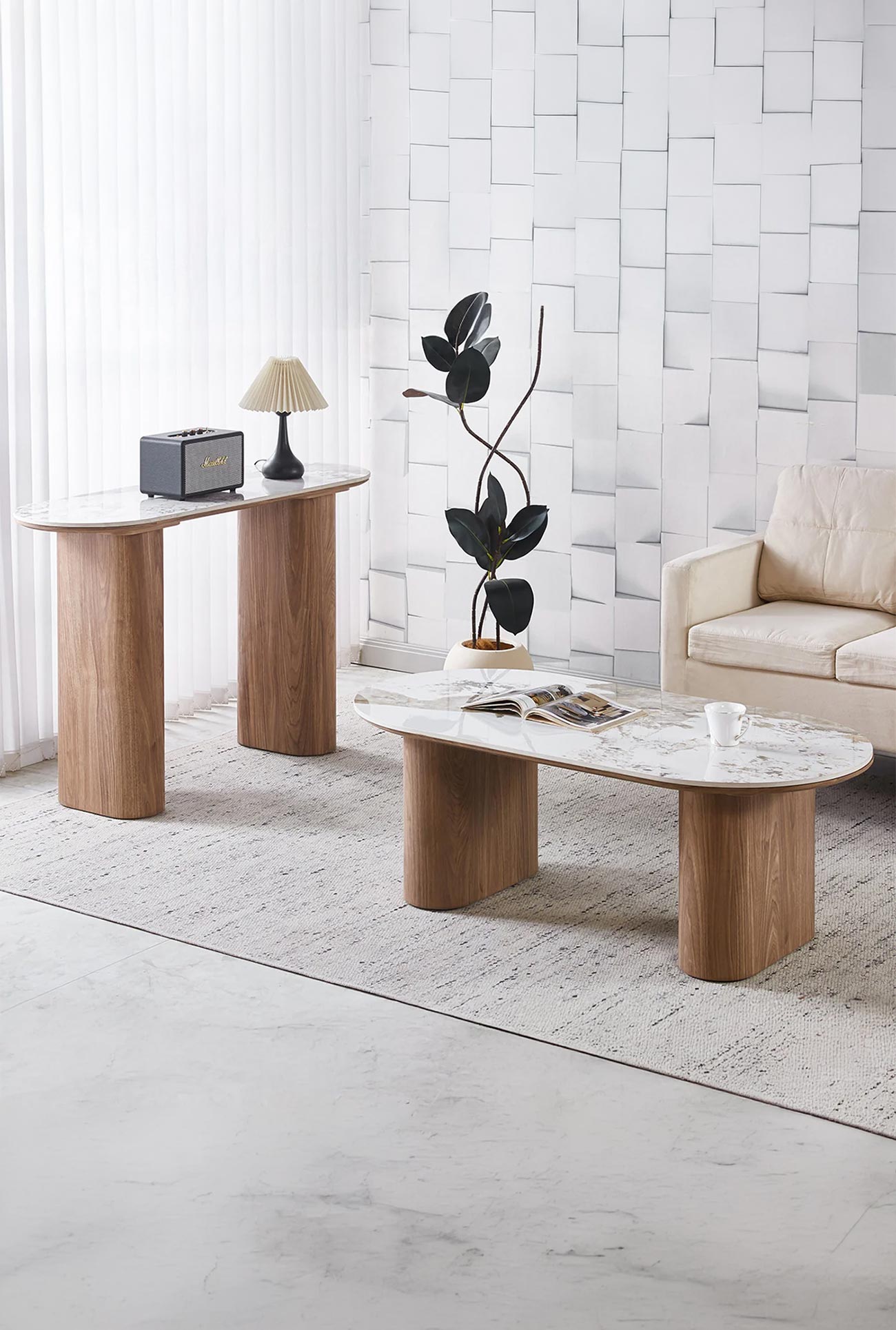 EVORA - Tables basses, tables basses avec 4 poufs & consoles - Mobilier Deco