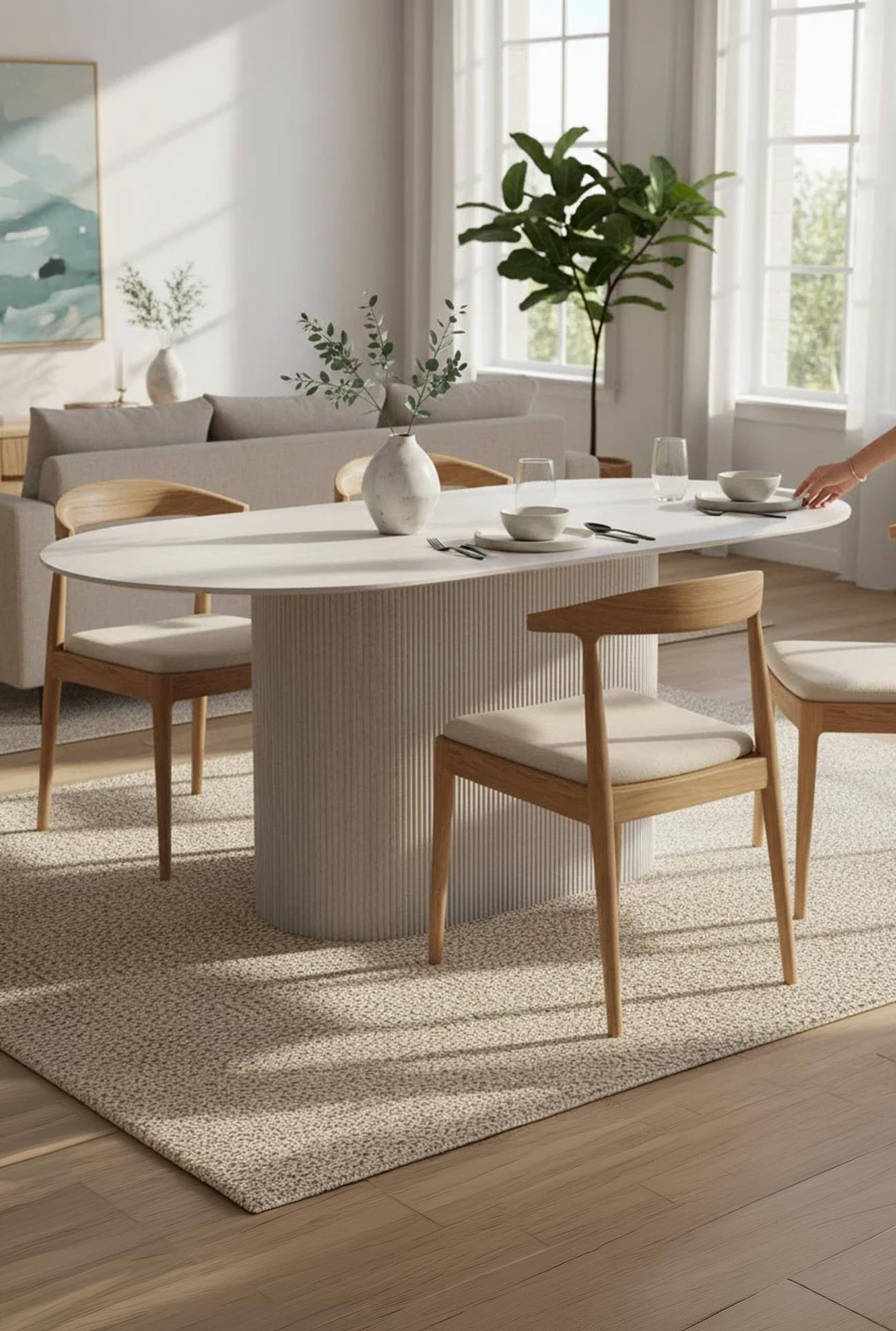 GAEL - Tables à manger & tables basses en céramique beige - Mobilier Deco