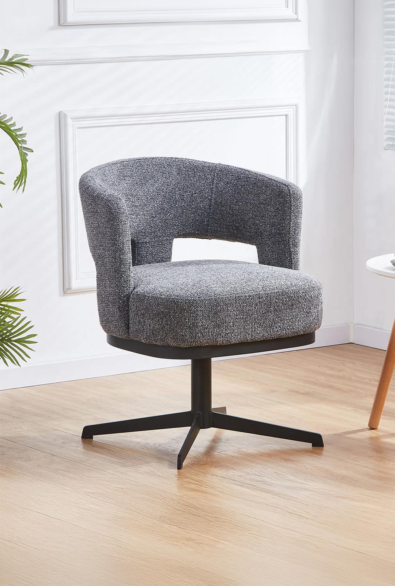 HAVA - Chaises pivotantes en tissu avec pieds en métal noir - Mobilier Deco