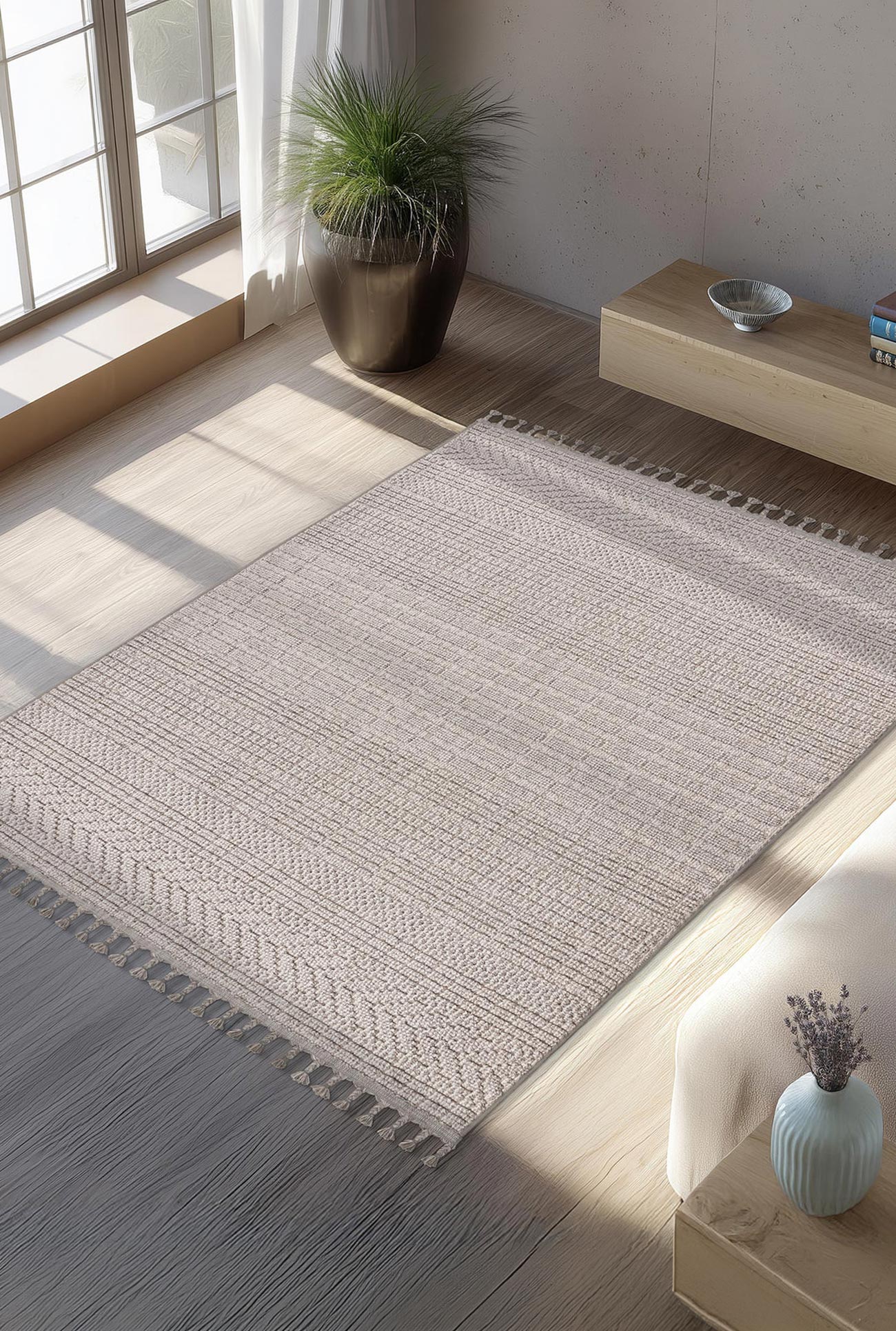 LUXOR - Tapis tissé à franges 160x230 cm - Mobilier Deco