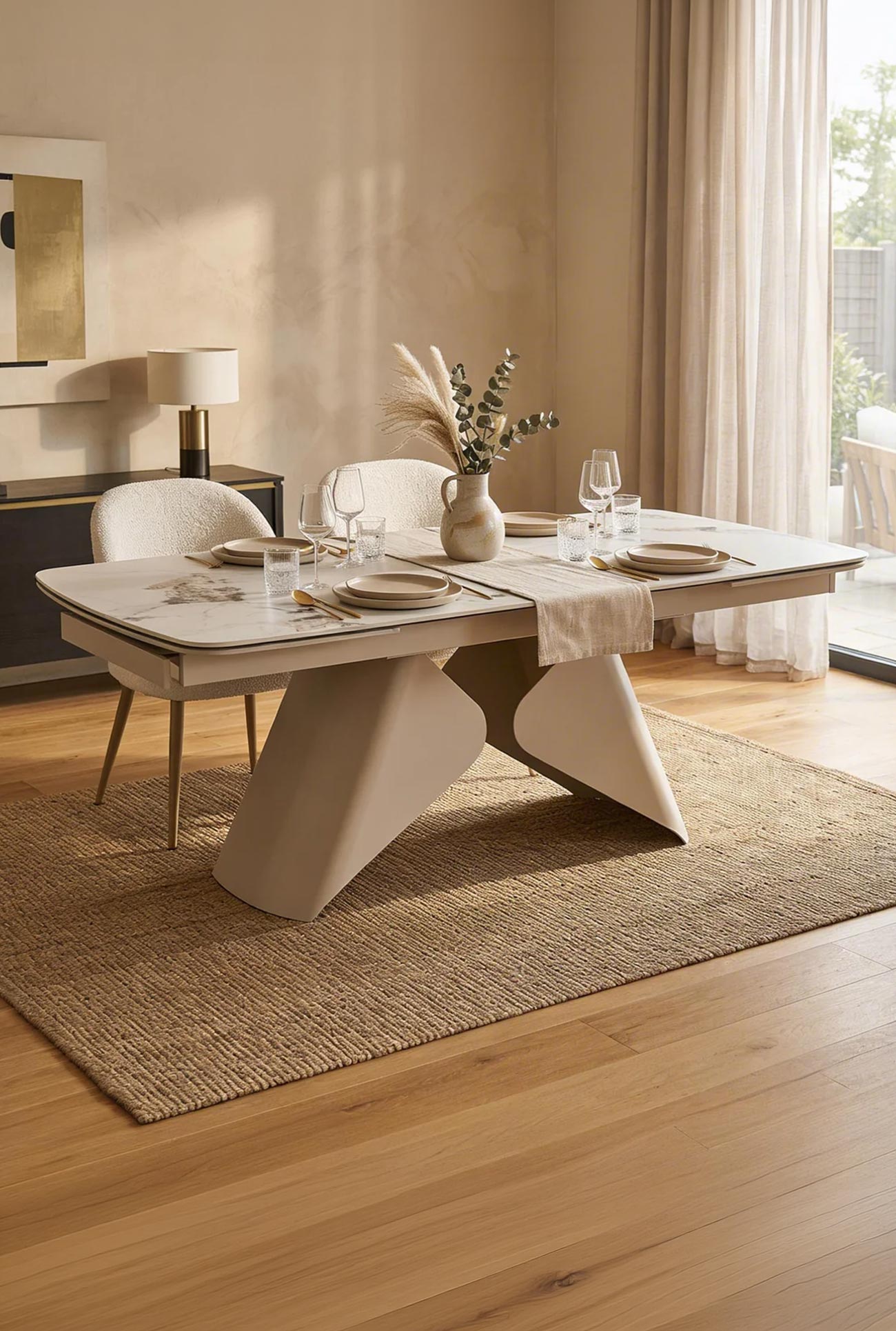 STACY - Tables à manger extensibles en céramique, 2 couleurs - Mobilier Deco