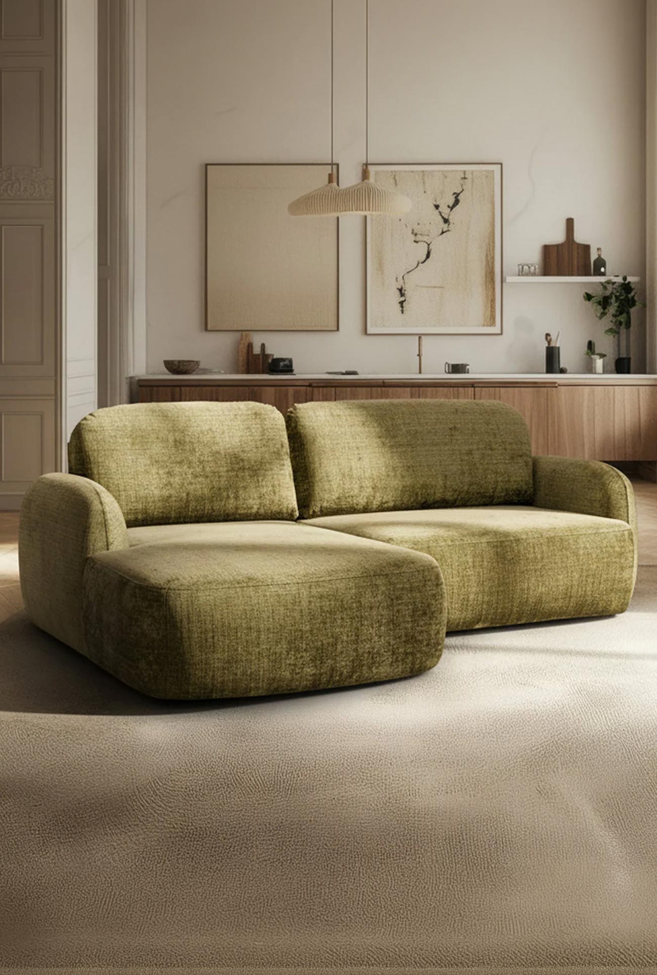 VIONA - Canapés d'angle convertibles avec coffre en tissu