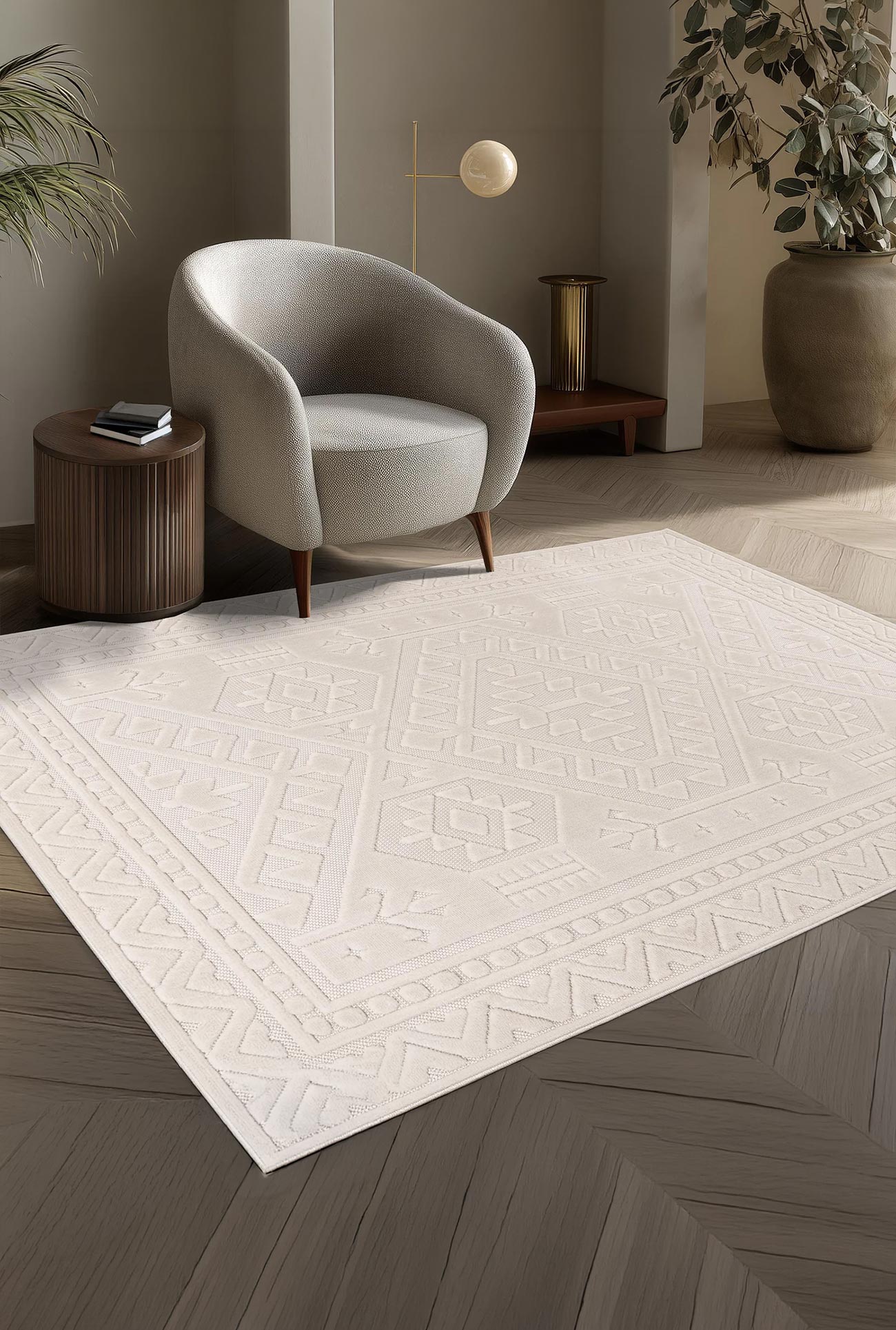 VIVA - Tapis en tissu doux à motif en relief 160x230 cm - Mobilier Deco