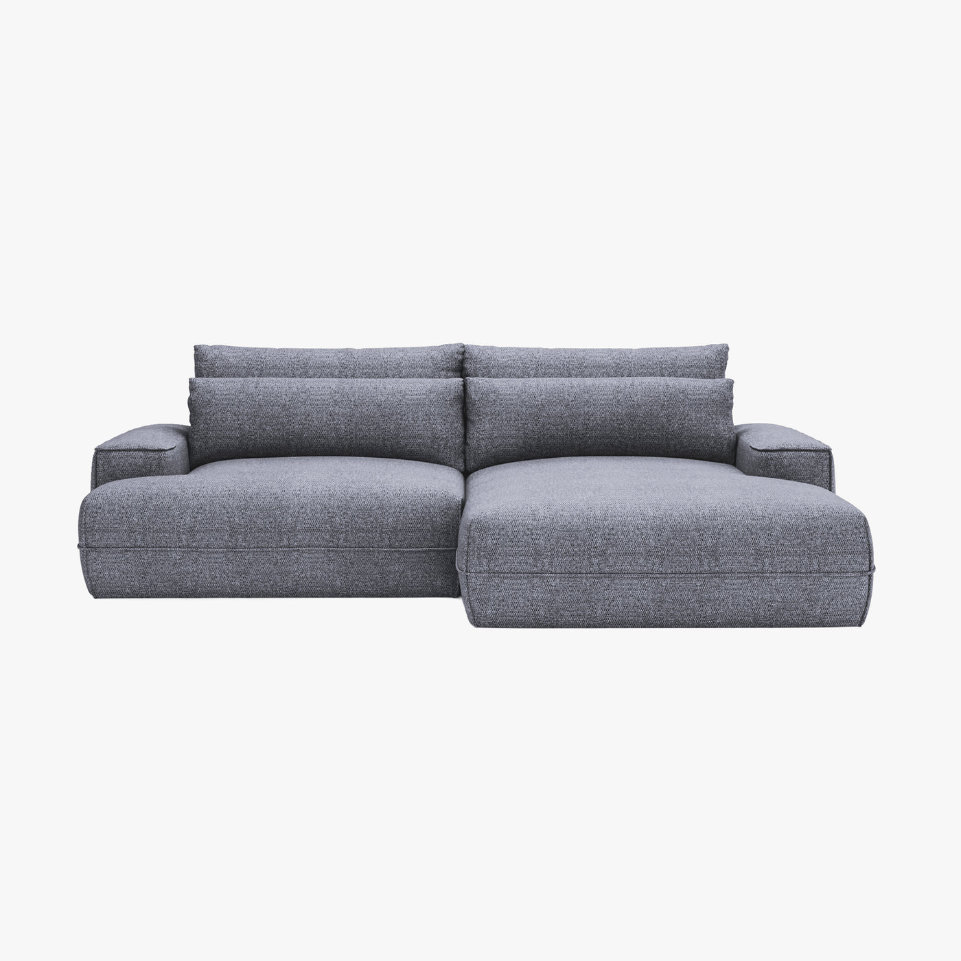 NOEMIA Canapé d'angle convertible avec coffre en tissu gris clair - Angle droit