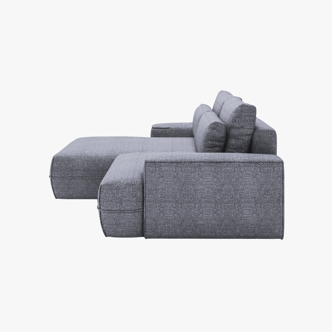 NOEMIA Canapé d'angle convertible avec coffre en tissu gris clair - Angle gauche
