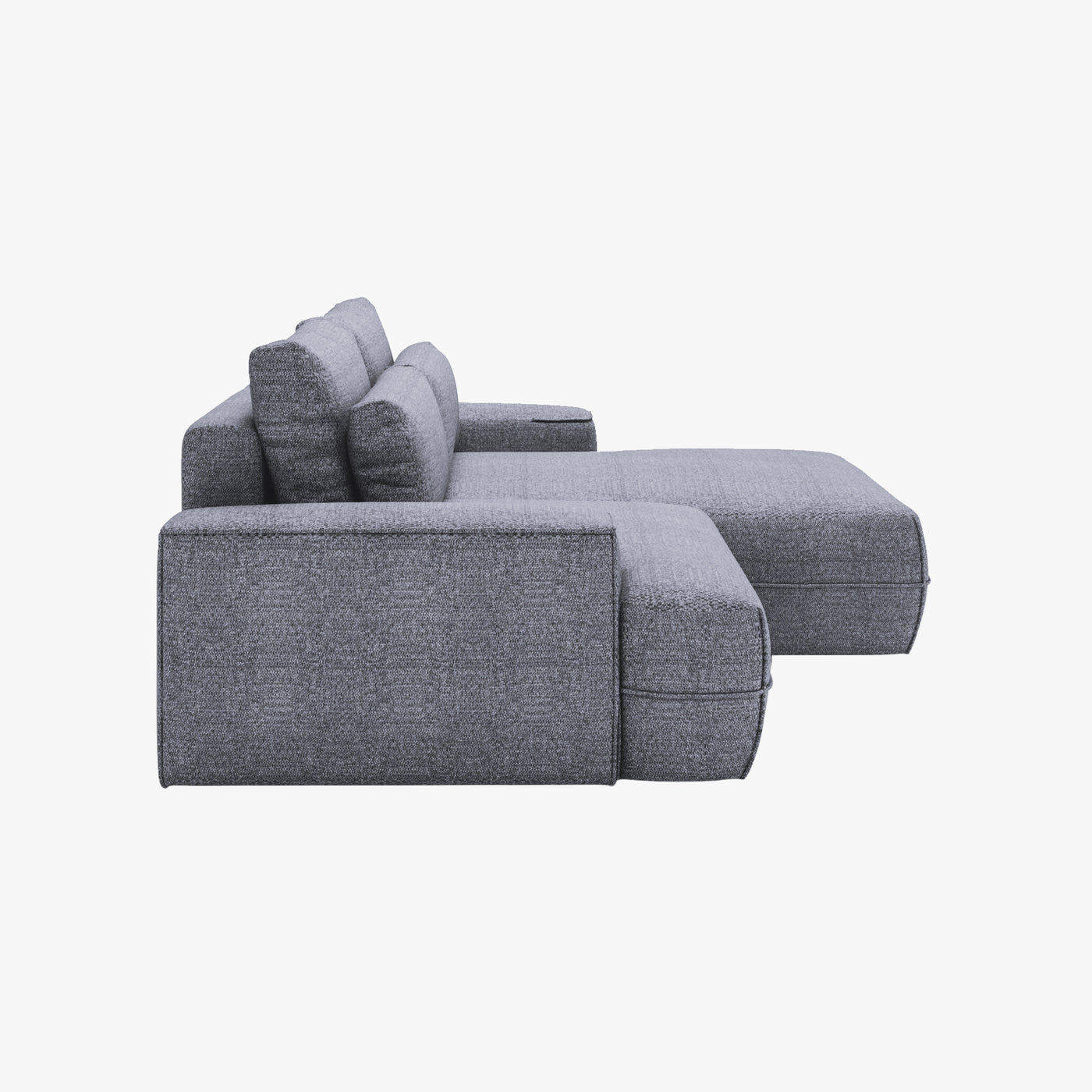NOEMIA Canapé d'angle convertible avec coffre en tissu gris clair - Angle droit