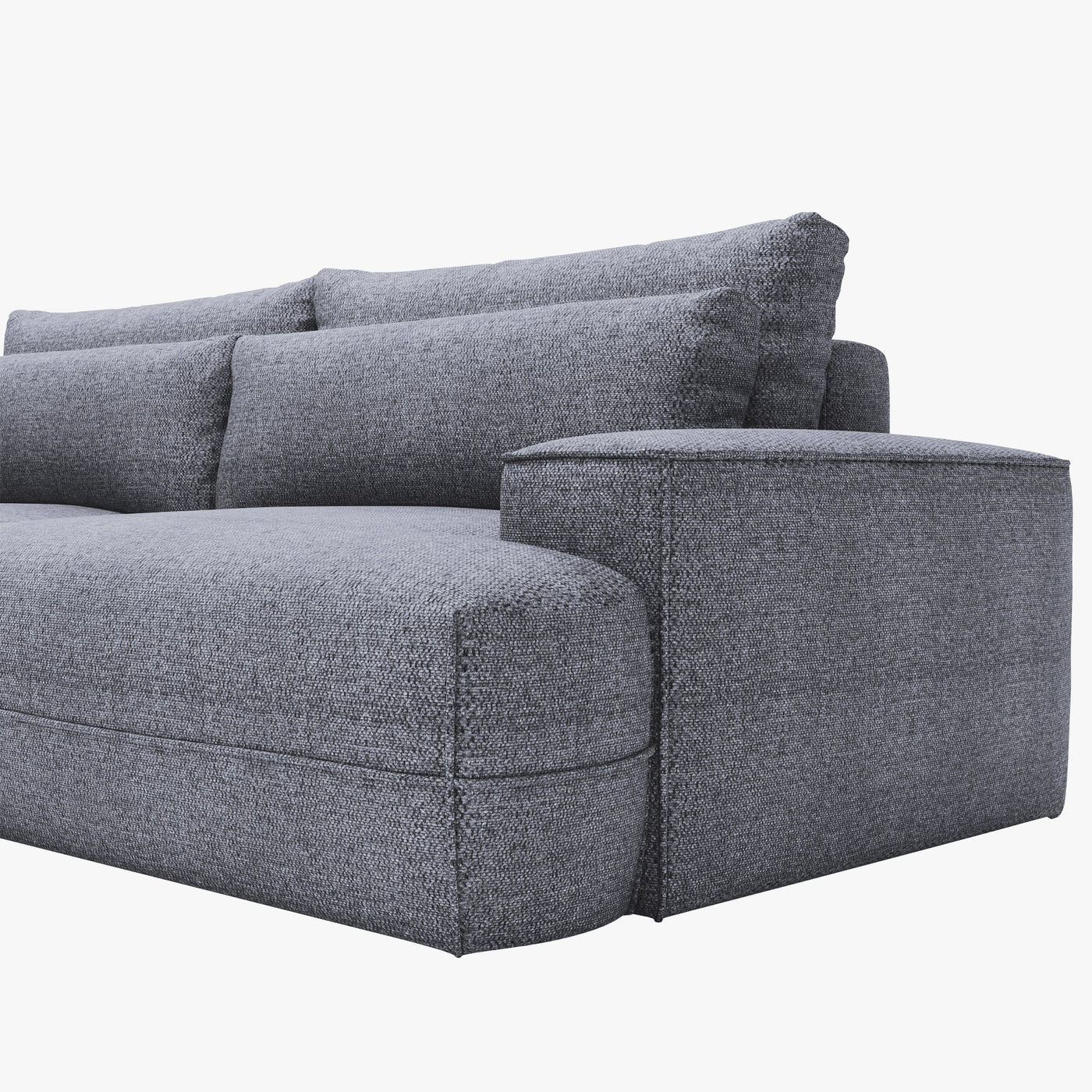 NOEMIA Canapé d'angle convertible avec coffre en tissu gris clair - Angle gauche