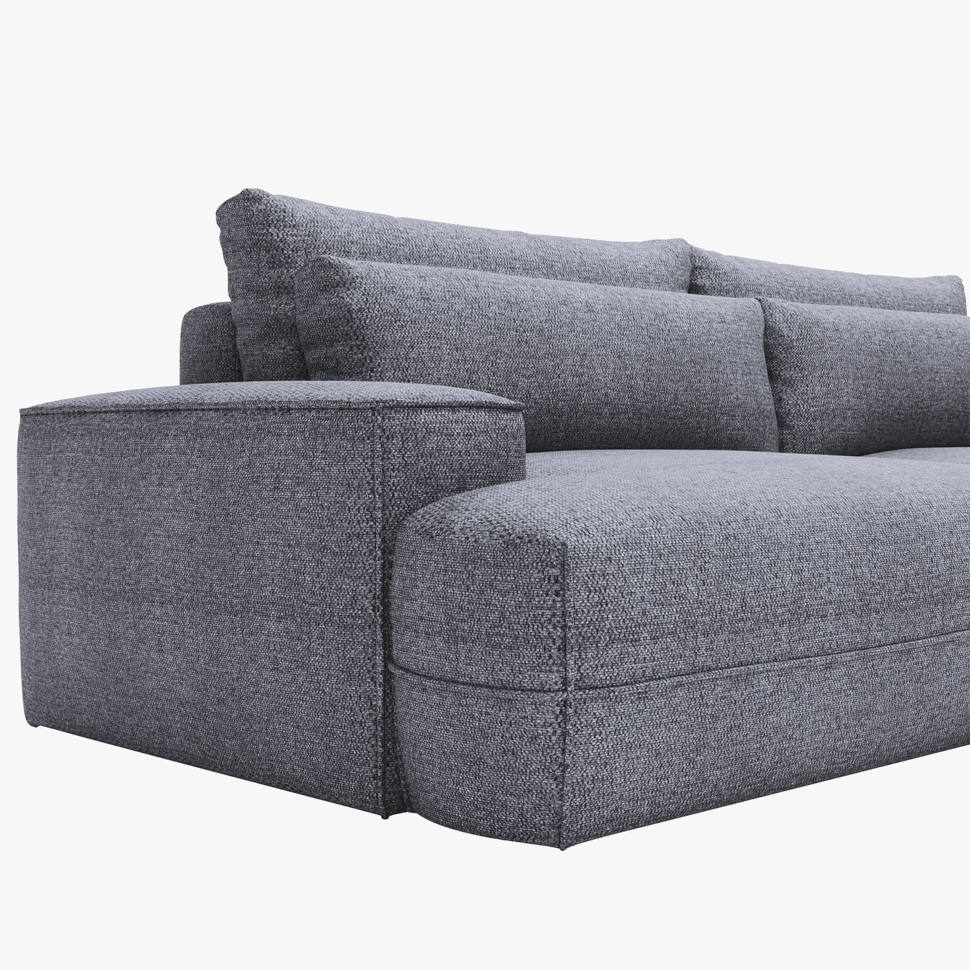 NOEMIA Canapé d'angle convertible avec coffre en tissu gris clair - Angle droit