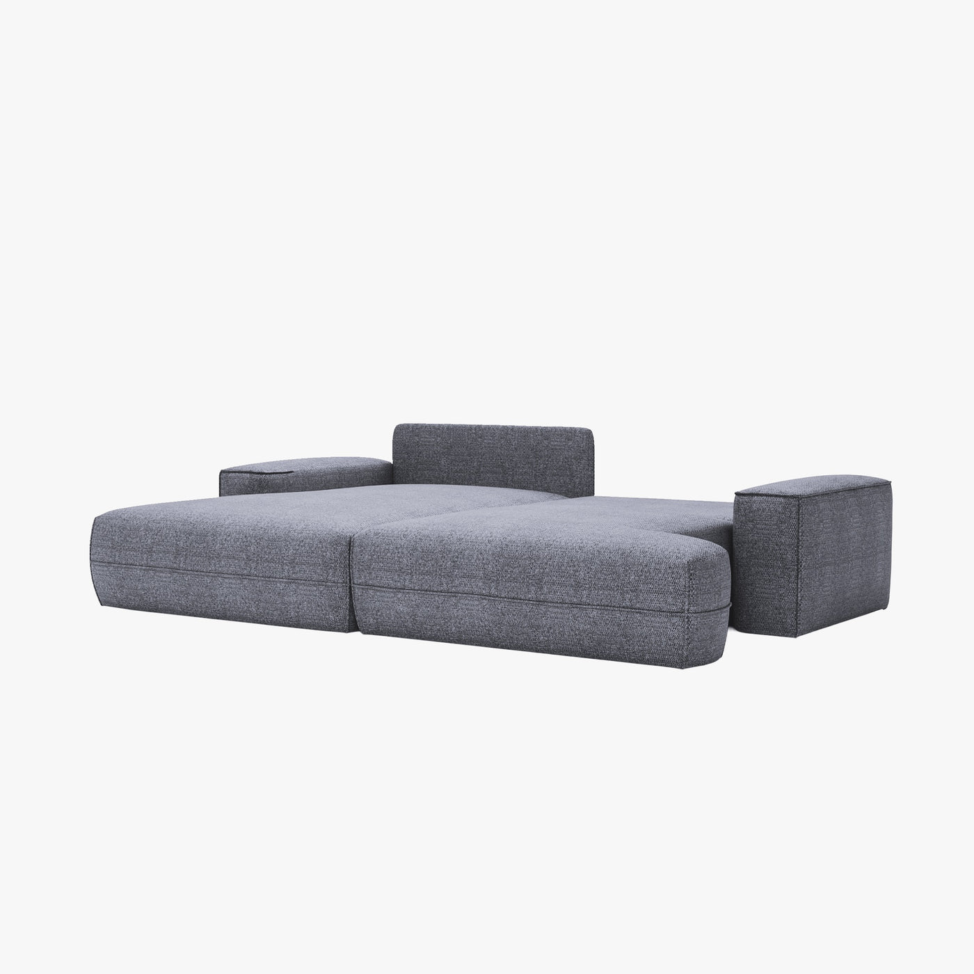 NOEMIA Canapé d'angle convertible avec coffre en tissu gris clair - Angle gauche