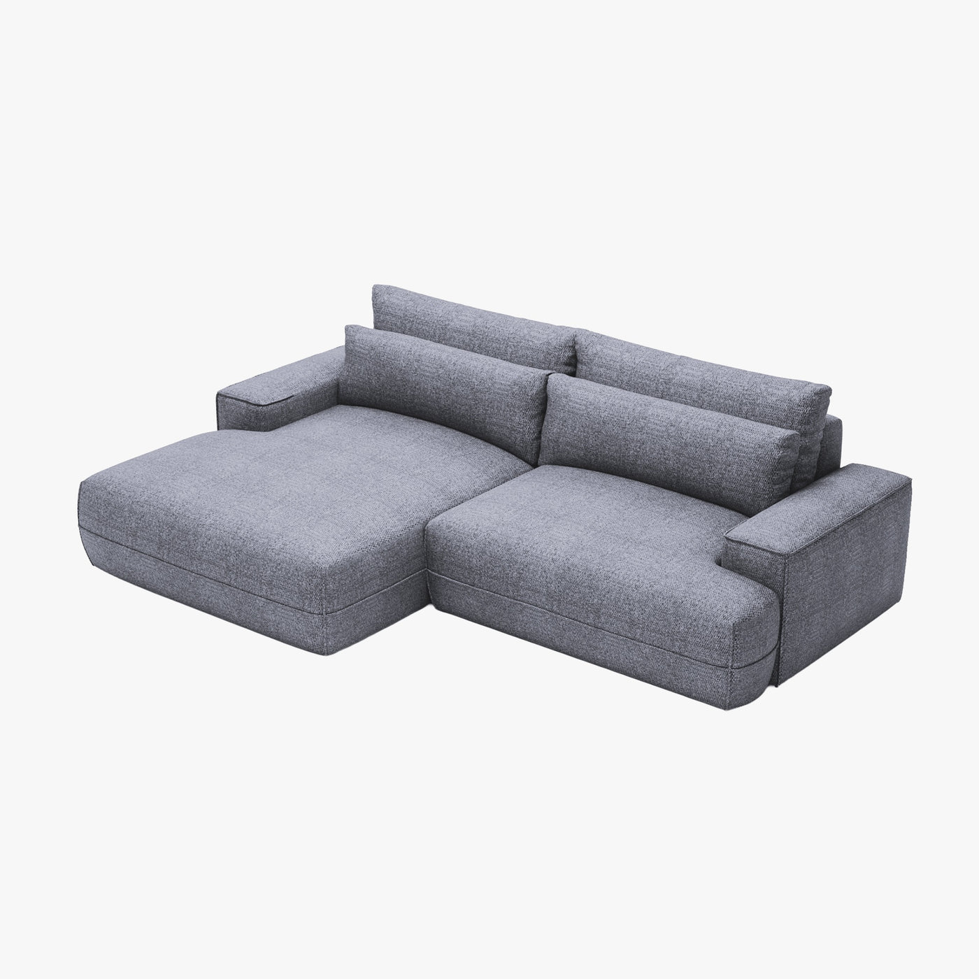 NOEMIA Canapé d'angle convertible avec coffre en tissu gris clair - Angle gauche