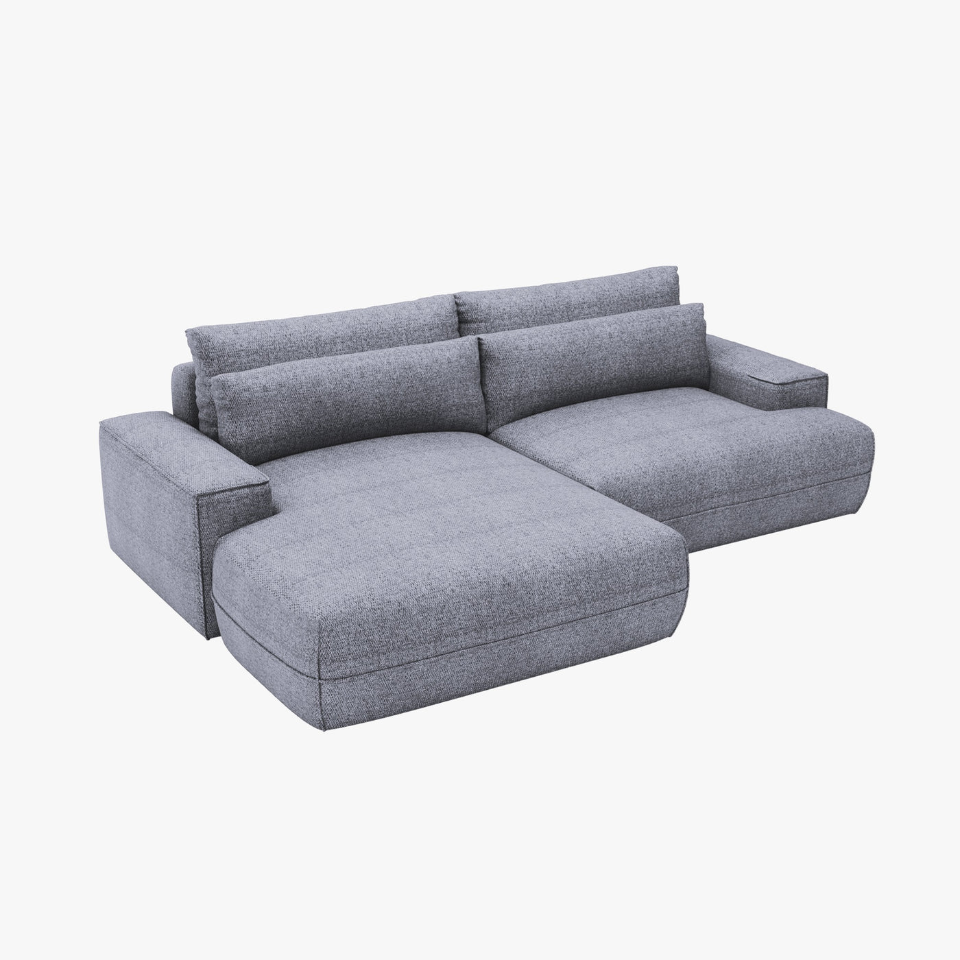 NOEMIA Canapé d'angle convertible avec coffre en tissu gris clair - Angle gauche