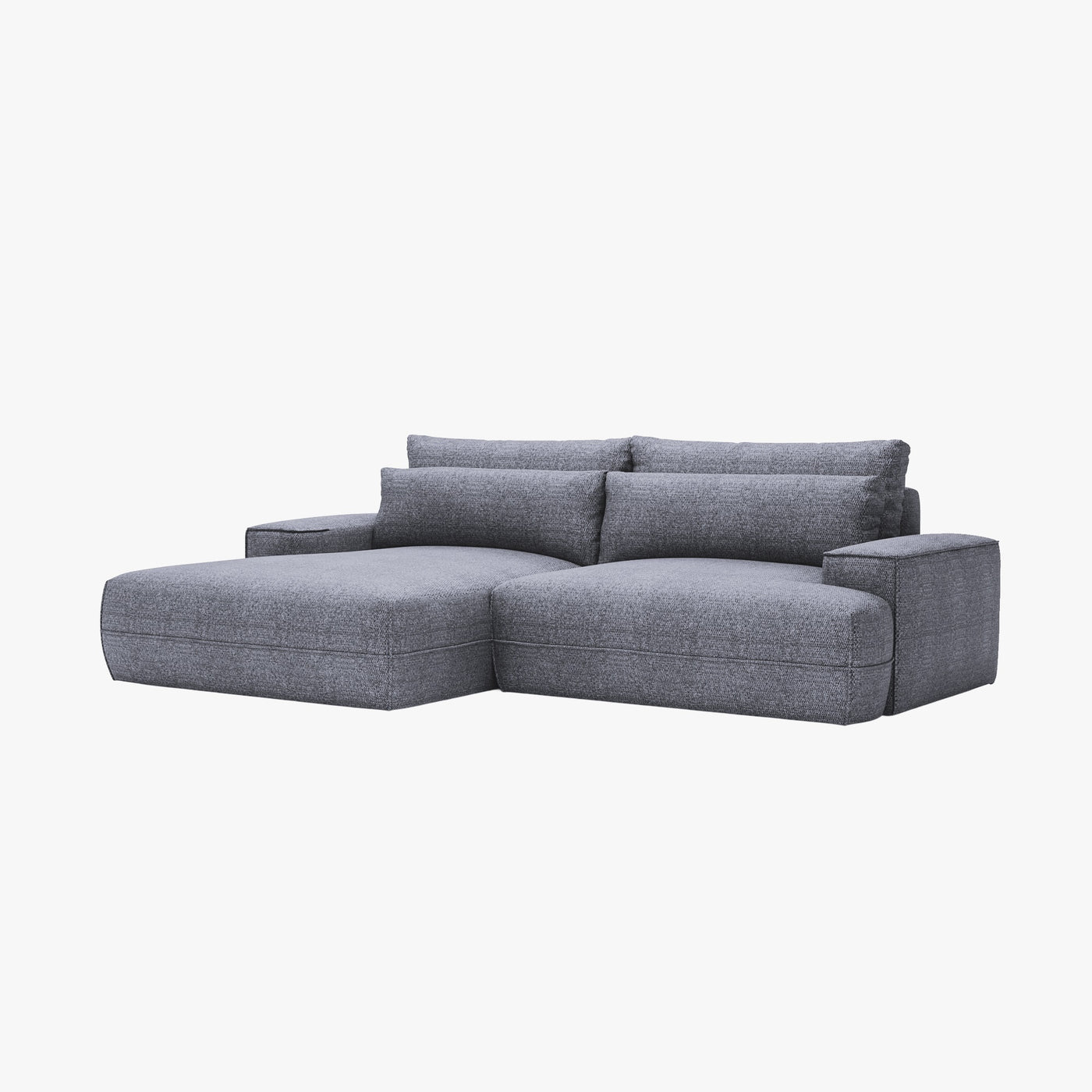NOEMIA Canapé d'angle convertible avec coffre en tissu gris clair - Angle gauche