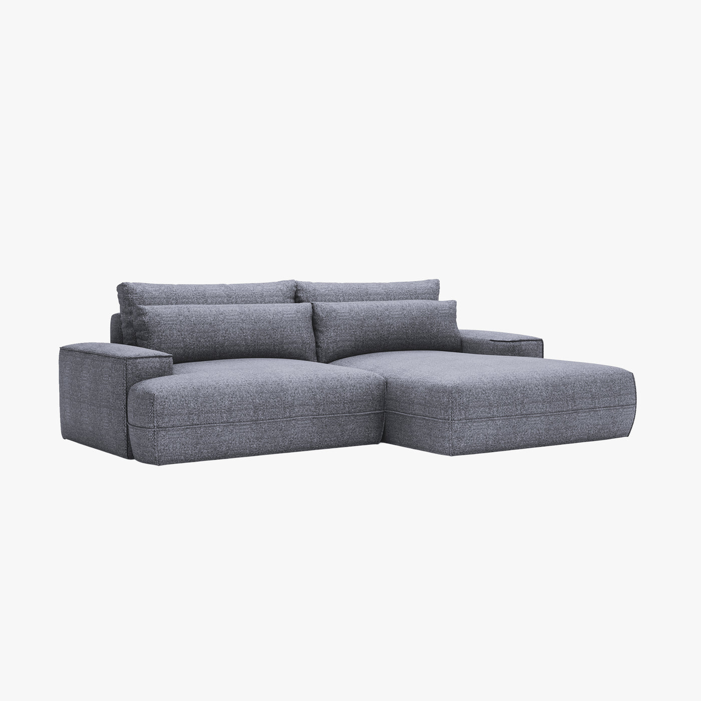 NOEMIA Canapé d'angle convertible avec coffre en tissu gris clair - Angle droit