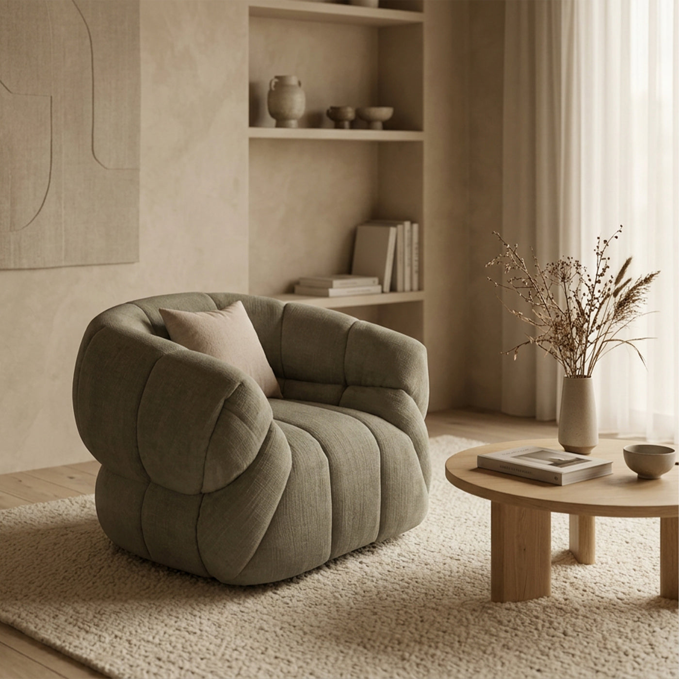 SIENA Fauteuil en tissu vert
